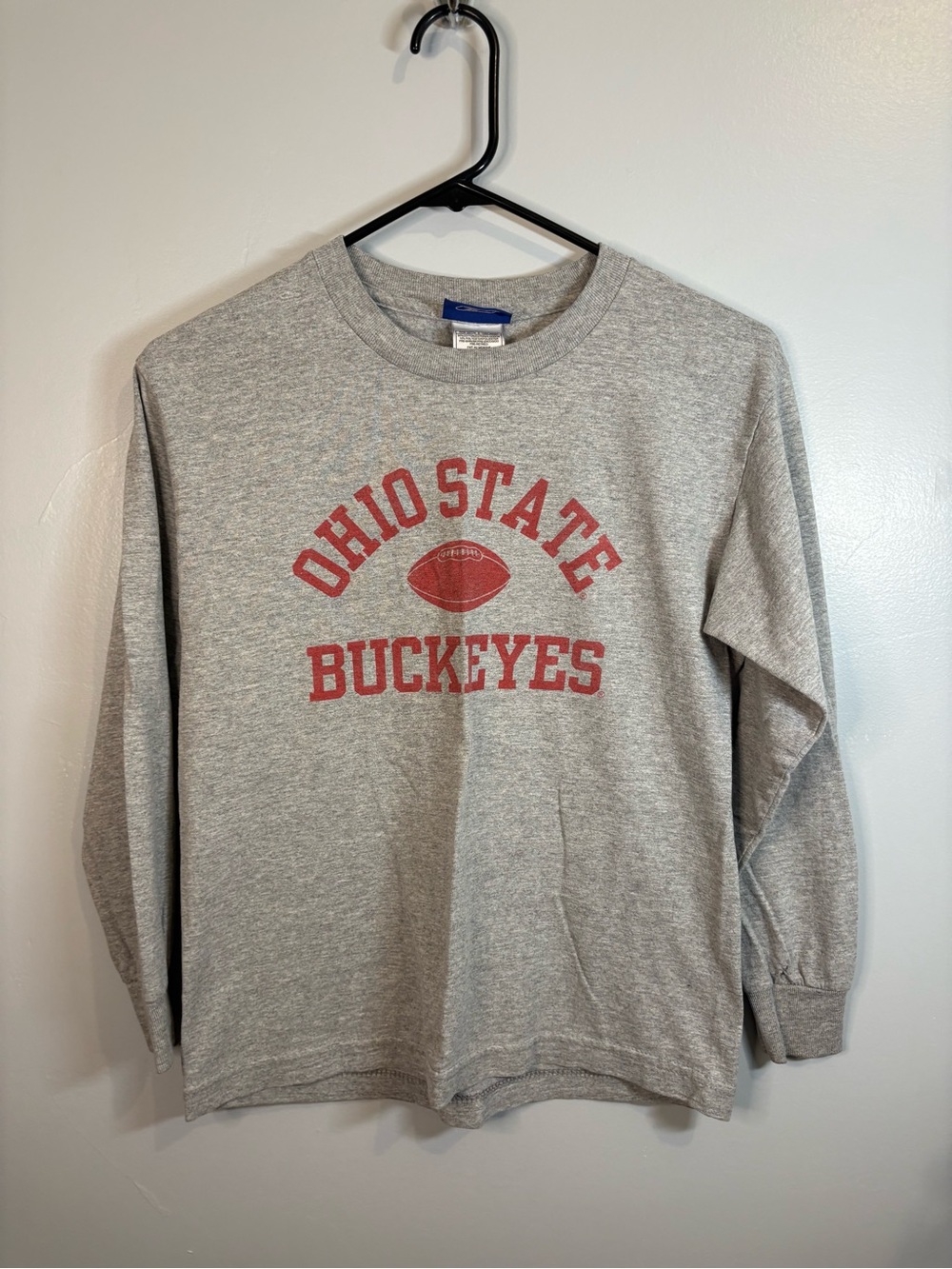 Reebok Ohio State Buckeyes Gray Crewneck Long Sleeve T-Shirt OSU Scarlet Red